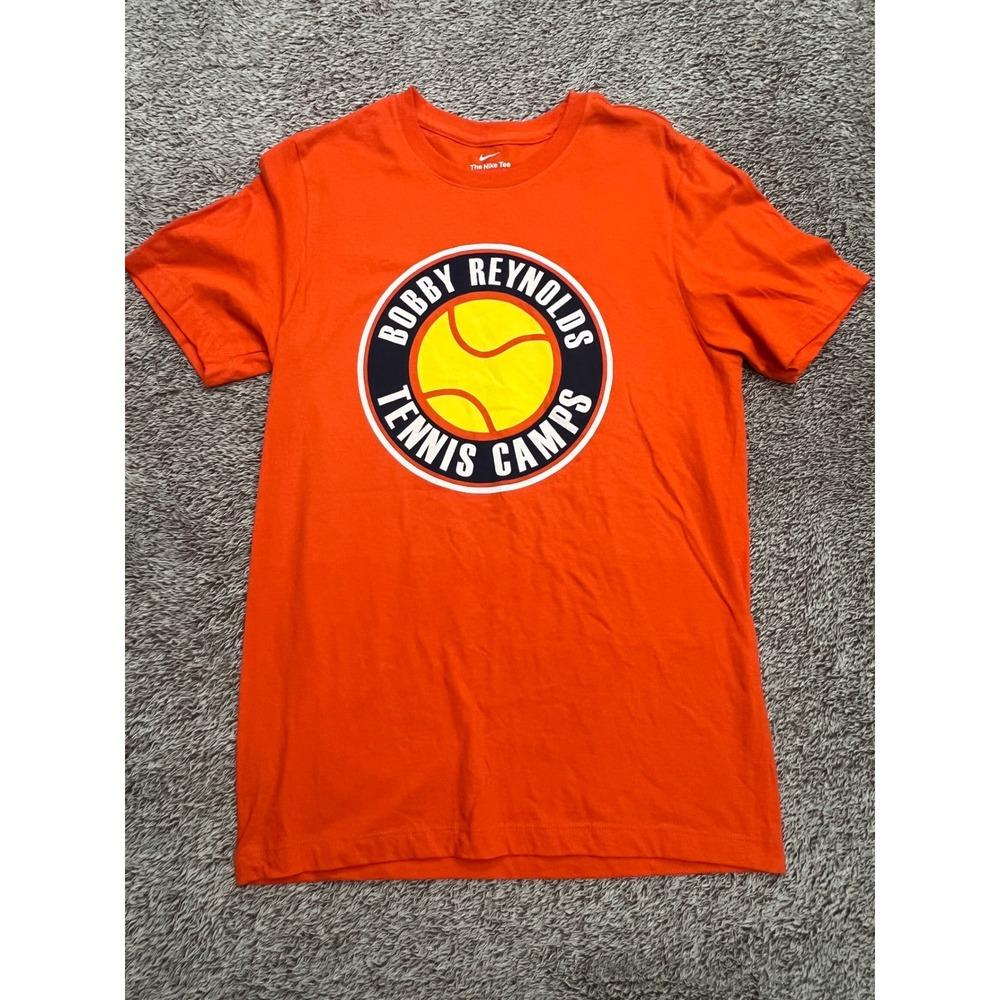 Nike Bobby Reynolds Tennis Camps Orange Graphic T Shirt Mens Small Swoosh